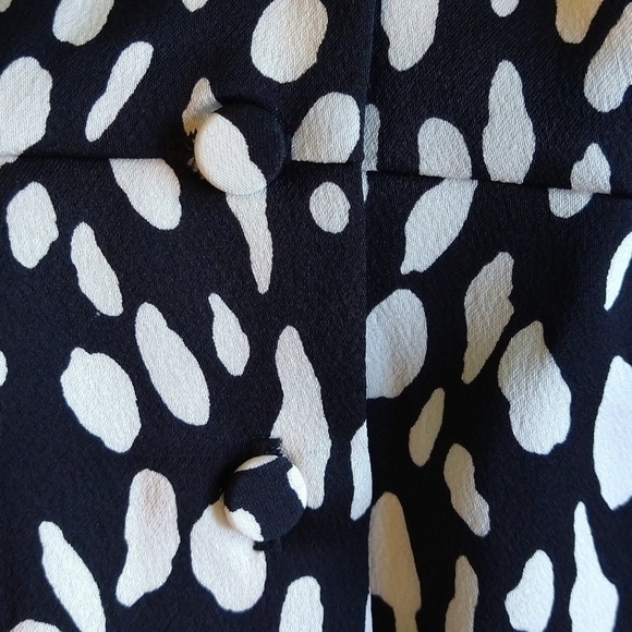 J. Crew Long-sleeve Peplum Top Printed Satin-Crepe Black White Abstract K4111 - Picture 7 of 10